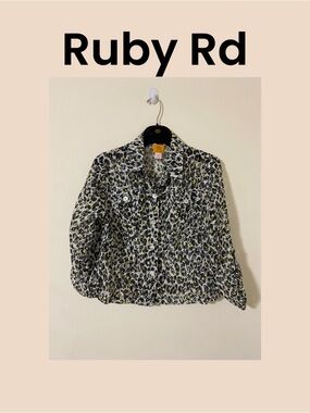 Ruby Rd. Leopard Print Button-Front Jacket Size 12 NWOT